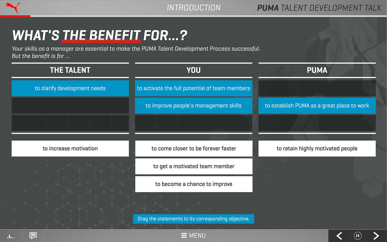 Screenshot PUMA Talent Development Talk 'What's the benefit for …?'
